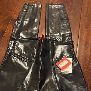 SPANX Shiny navy blue Faux Leather Pants